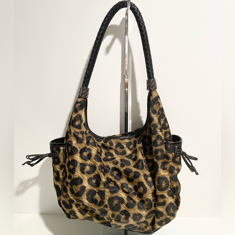 Brighton Jillian Leopard Print Hobo Shoulder Bag - Picture 2 of 9